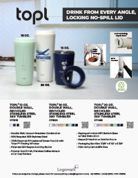 CT1010, CT1020, CT1030 Topl Double Wall, Recycled Stainless Steel 360° Tumbler